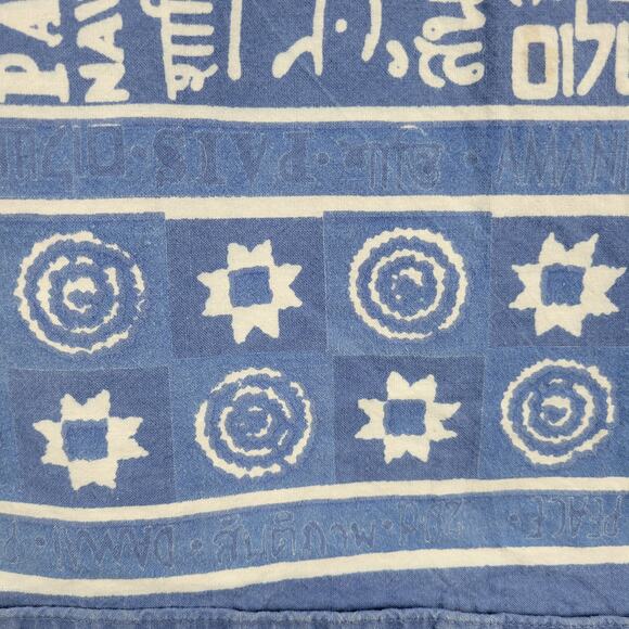 Archana Hanukkah Tablecloth 84" x 60" Blue White Cotton Rectangular Lightweight - Picture 3 of 13